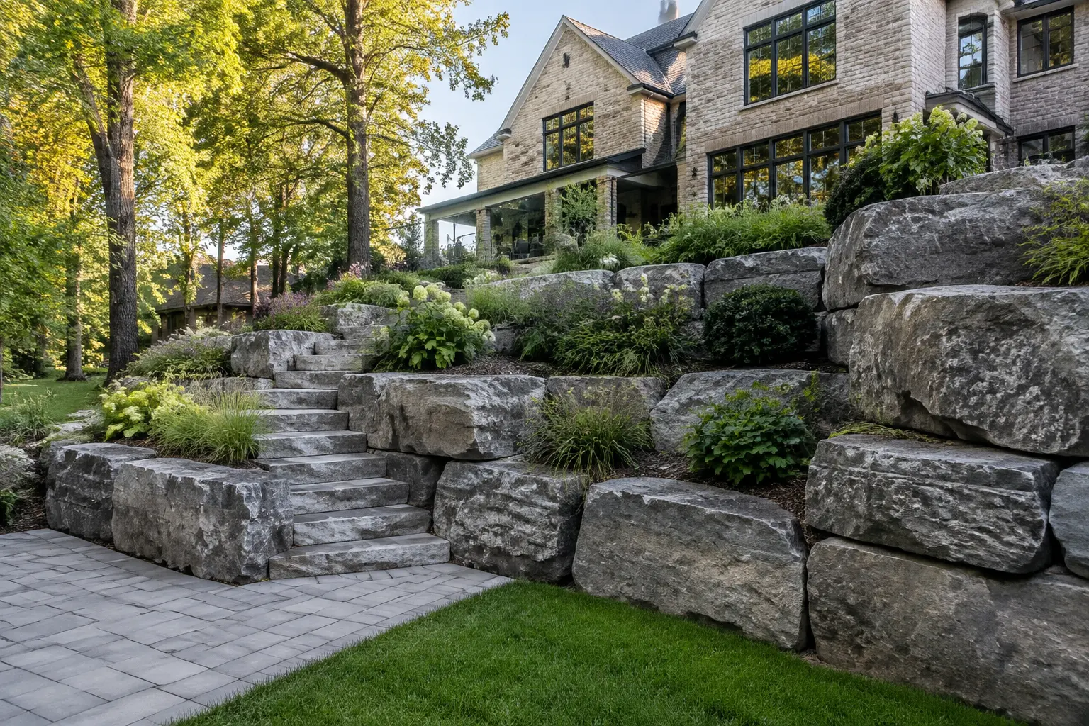 Armour Stone retaining wall example