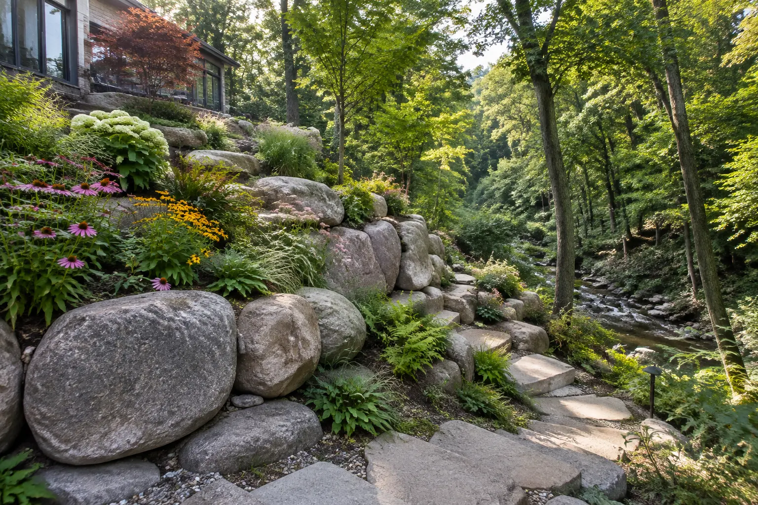 Natural Stone & Boulder wall material and finish options